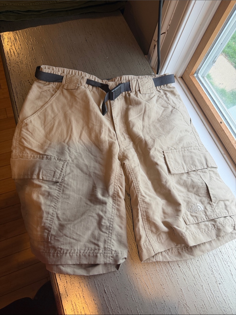 The North Face Khaki Cargo Shorts with Integrated Web Belt